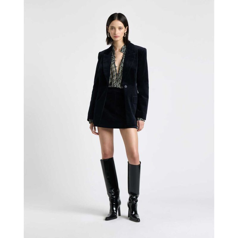 Cue Stretch Velvet Hourglass Blazer image number 3